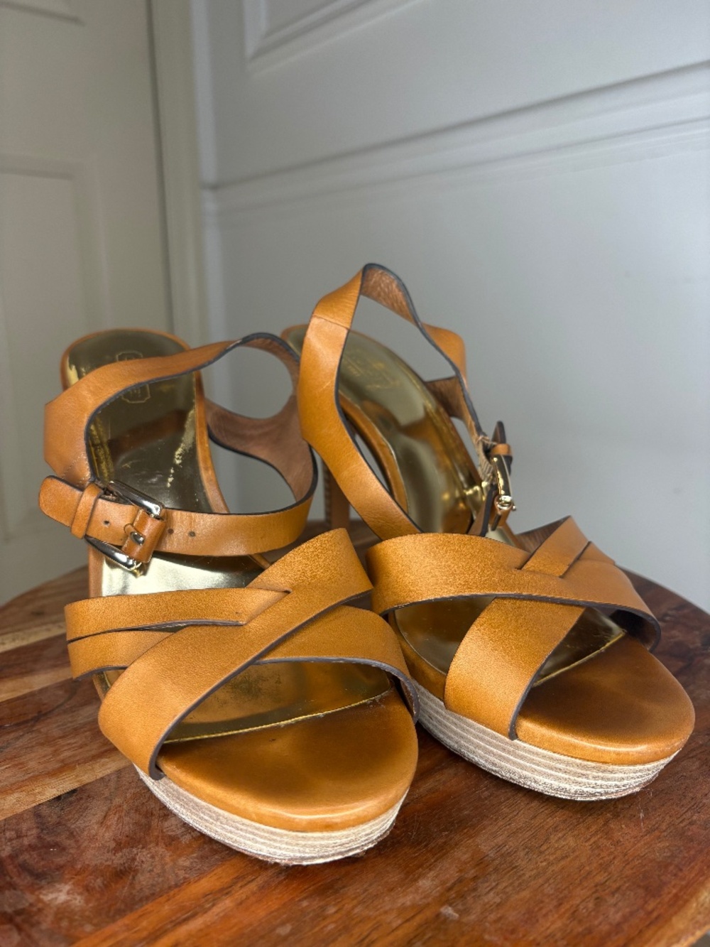 Coach Mustard Yellow Leather Strappy High Heels